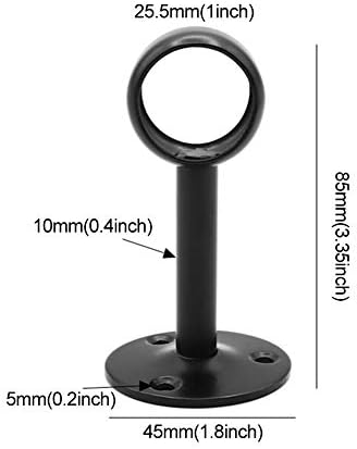 MOVKZACV Shower Curtain Closet Rod Holder Curtain Rod Ceiling-Mount Bracket Curtain Pole Holders Stainless Steel Black Flange Pipe Seat Round Head Seat