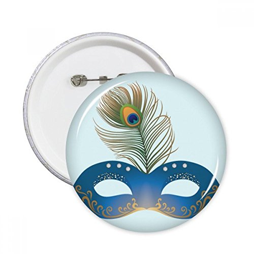 Badge bouton rond Carnaval Venise bleu avec épingle pour vêtement 5pcs