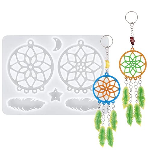 AKOAK 1 Packung Traumfänger Silikonform DIY Kristall Tropfen Kleber Harz Schlüsselanhänger Ohrringe Halskette Anhänger Wanddekoration Cover