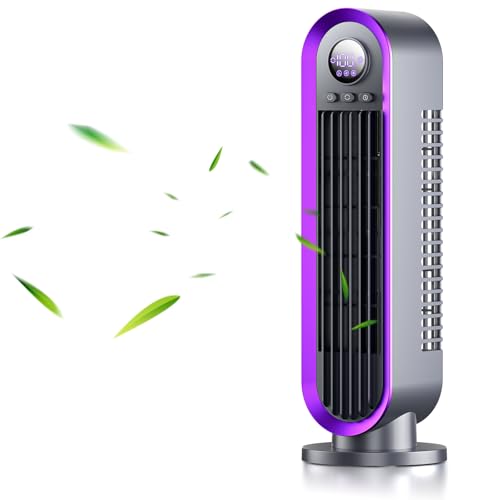 Misby Desk Fan, 13 Inch Small Bladeless Table Fan for Saving Space, Quiet Office Fan Rechargeable, 3 Speed & 8H Timer, 90° Oscillating Fan for Personal, Office, Nightstand (Grey)