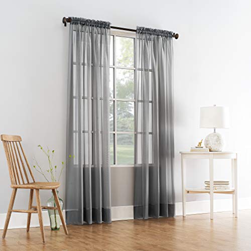 Comfy Deal 2 Pieces Beautiful Elegance Fully Stitched Window Sheer Voile Curtain Panel (Grey)
