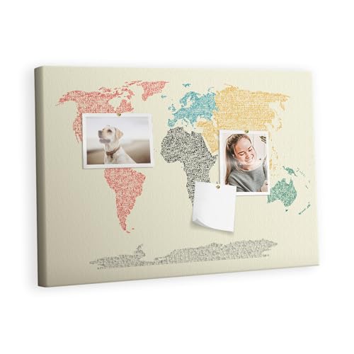Pinnboard Wandtafel aus Kork inkl. Pinnnadeln | Vielseitige Organisationslösung für Büro, Zuhause, Schule | Planung von Terminen, Aufgaben, Fotos, Ideen 60x40 - metallisch - Weltkarte der Buchstaben Pinnboard Wandtafel aus Kork inkl. Pinnnadeln | Vielseitige Organisationslösung für Büro, Zuhause, Schule | Planung von Terminen, Aufgaben, Fotos, Ideen 60x40 - metallisch - Weltkarte der Buchstaben