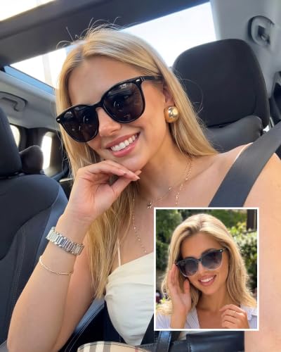 Image of FIMILU 2 Packs Sunglasses for Women Polarized UV400 Protection Lens Big Frame Fashion Glasses Trendy Stylish Shade
