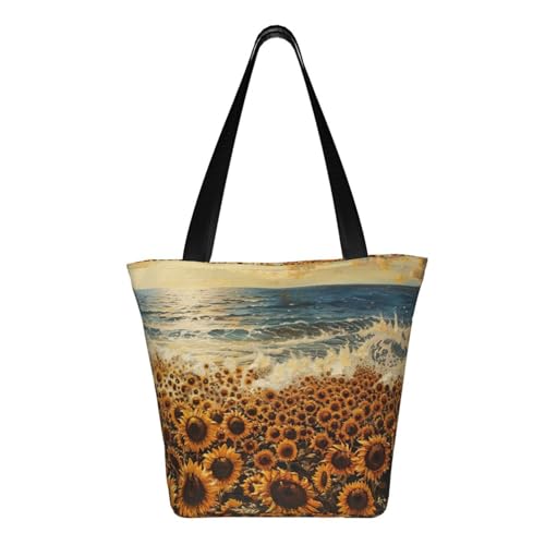 sunflowers sea Print Comfortable Shoulder Bag Summer HandbagTravel Beach Work Daily Use Versatile Carry3