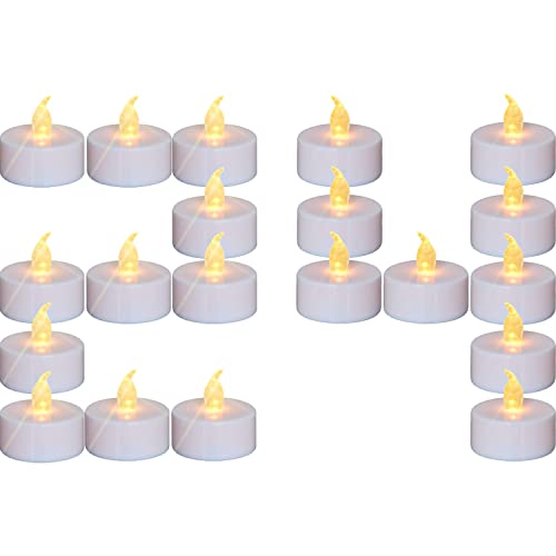 Image of YIWER Battery Tea Lights Candles Set of 24: Flickering flameless Realistic Tealights with Warm Yellow Light Candle Light for Festivals Parties Halloween Warm Atmosphere (Pack of 3)