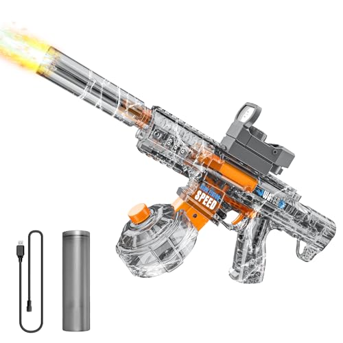 Pistola Elettrica ad Acqua per Adulti Bambini, Pistola ad Acqua Con Effetti Lampeggianti a Led, Fucile ad Acqua Automatico A Lunga Gittata per Feste, Piscina, Spiaggia