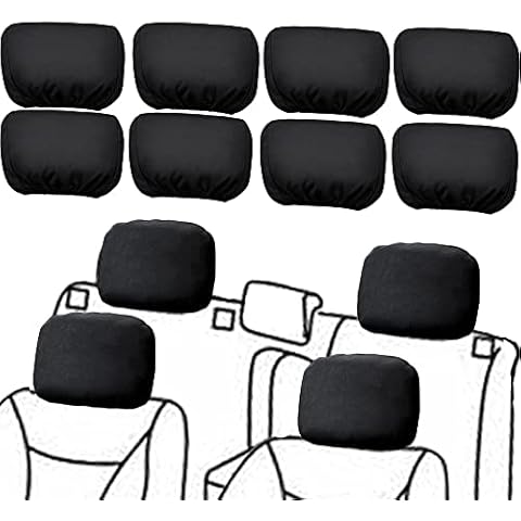 Imeisuit 8pcs Car Seat Headrest Cover Soft Washable Dirt-proof Car Head Rest Protector Covering Universal Fit for Most Cars Vans Trucks (Black-8pcs) Cover