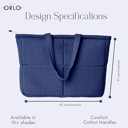 Image of Premium Cotton Waffle Quilted Tote Bag, Large Spacious Handbag for College, Office, Work, Travel, Shopping & Daily Use