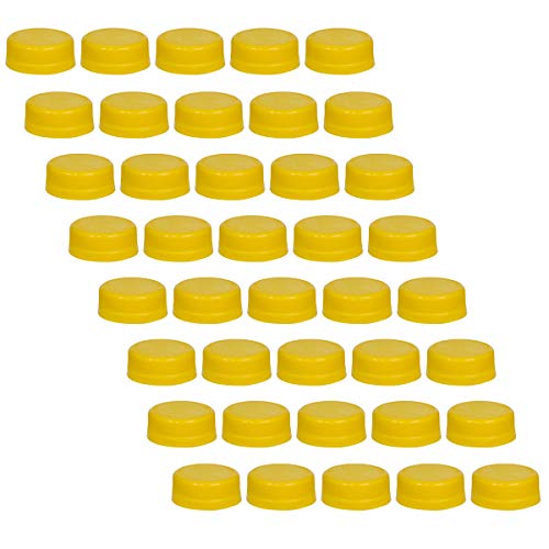 40 Yellow Plastic Bottle Caps with Tamper Evident Lids for 4, 8, 12, 16 and 32 oz Empty Plastic Bottles