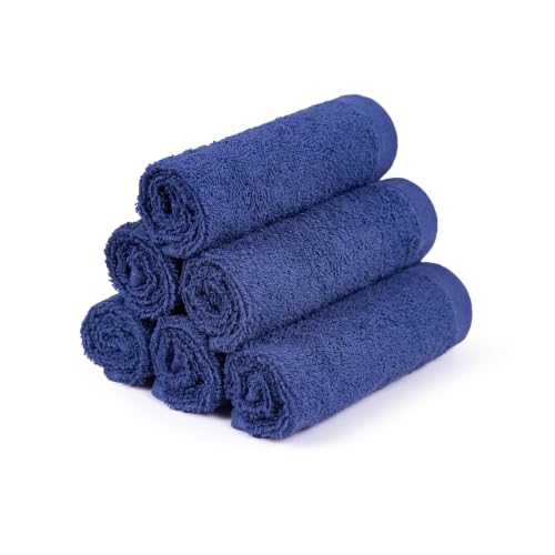 Image of MYTRIDENT Face Towel | Urban Comfort | Quick Drying | Travel Friendly | for Men /Women | 6 Pc Face Towel (30 cm x 30 cm) | 100% Cotton 450 GSM - Navy