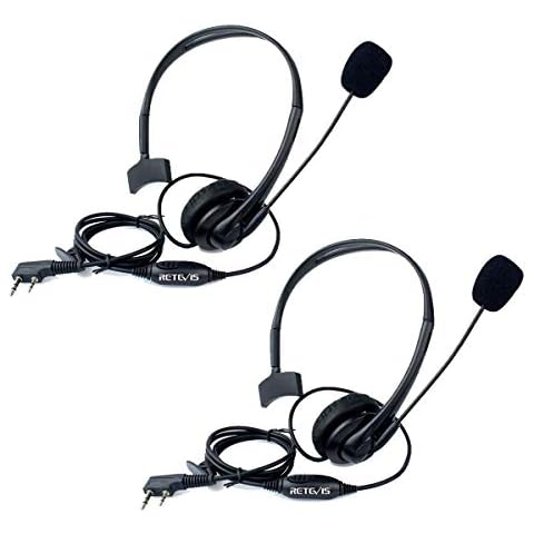 Retevis Passive Noise Cancelling Overhead Headset, Walkie Talkie Earpiece with Rotatable Boom Mic Single-sided Walkie Talkie Headphone Cover