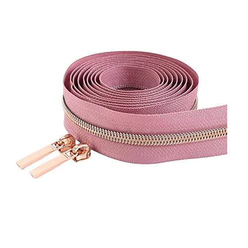 2 Meter 5# Rosegold Zähne Reißverschlussschieber Nylon Reißverschlüsse Zelt Kleidung Reparatur Kits DIY Nähzubehör, Fuchsie, 2 Meter + 4 Schieber