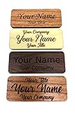 Employee Name Tags | Laser Engraved Custom Personalized Wood Name Tag w/Magnetic, Pin-on, or Adhesive Backing | Casual and Formal Styles for Any Business | Choose Cherry, Walnut, or Maple Hardwood