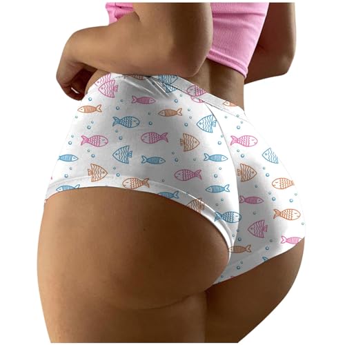 Sexy Thongs For Women Cute Print Mid Waist Underwear Seamless Invisible Breathable Stretch Fashion Panties Lingerie