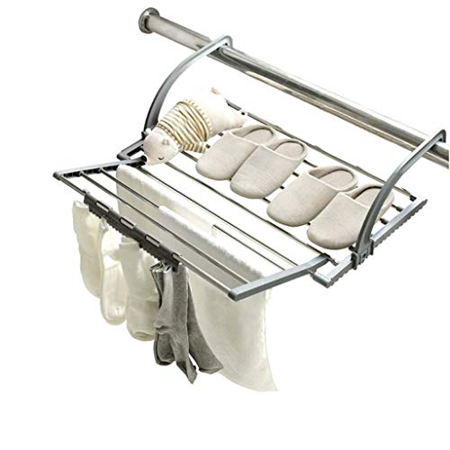 Tendedero móvil El secado colgando radiador toallero Tendedero de ropa de acero inoxidable doblar la ropa de tendedero Secadores 11 riel de la barra Soporte for al aire libre o un balcón con calcetín
