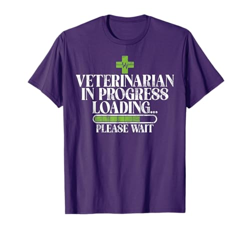 Veterinarian in Progress please wait future Veterinarian T-Shirt, Small, Black