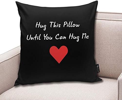 QMS CONTRACTING LIMITED Throw Pillow Cover 18 x 18 Inch 45 x 45 Cm Square Long Distance Relationship Hug This Until You Can Hug Me Pillow Cover for Sofa Bedroom Car Decor