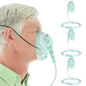 3 Pack Oxygen Masks for Face Adult, XL Size Oxygen Mask with 6.6′ Ft Tubing and Adjustable Elastic Strap- NO Cup
