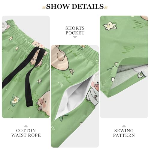 Men's Short Pajama Bottoms Farm Cartoon Pigs Home Casual Sleep Pants3