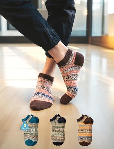 Men’s Winter Socks Ankle Cabin Warm Thick Knit Cozy Soft Casual Vintage Winter Cotton Athletic Casual Gifts Man Sock