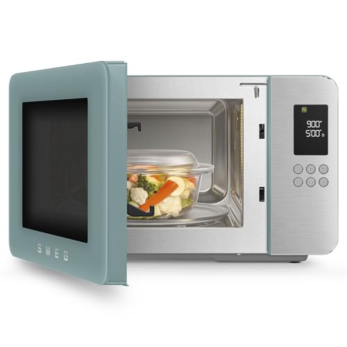 Smeg, Four à Micro-ondes avec Grill MOC01EGMEU, 4 Fonctions et 18 Programmes Automatiques, Technologie Inverter, Système de Fermeture Soft Close, Accessoire Grille Inclus, 1900 W, Vert Émeraude Mat
