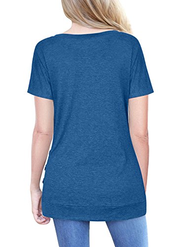 Molerani Summer Tops For Women Short Sleeve Shirts For Women Dressy Casual Round Neck T Shirts (Large,Blue) #TOP1