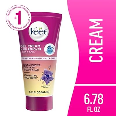 Veet تركيبة البشرة الحساسة مع الألوة فيرا وفيتامين E، كريم جل لإزالة الشعر تم اختباره عن طريق الجلد 6.76 Fl Oz. للساقين والجسم (9 عبوة)
