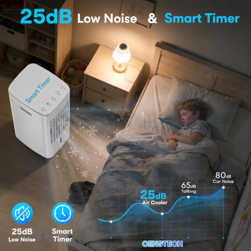 Image of Windowless Portable Air Conditioner w /Dual Tanks for 24H Cooling, 28ft Remote & Smart Timer, 120 Oscillation Evaporative Air Cooler, 3-Modes&3-Speeds Swamp Cooler Air Conditioner for Bedroom