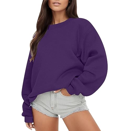 Crewneck Sweatshirts Women Oversized Fleece Pullover Hoodies Cute Long Sleeve Shirts Teen Girls Preppy Clothes 2025