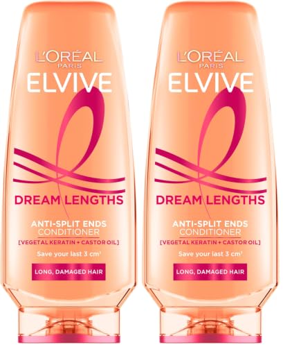 Image of L'Oréal Paris Elvive Dream Lengths Anti-Split Ends Conditioner, with Vegetal Keratin & Castor Oil, for Long Hair, Suitable for all hair textures, 500ml (Pack of 2)