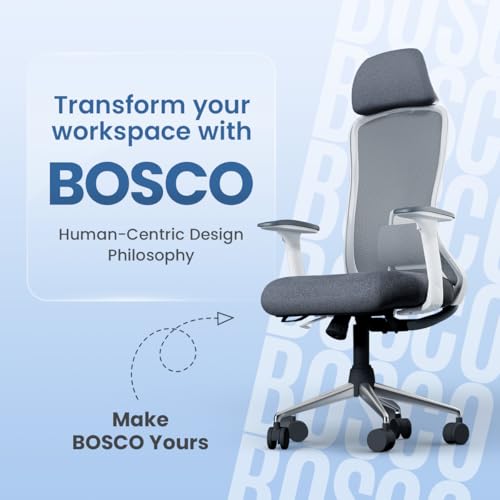 Image of IAFA FURNITURE Bosco High-Back Mesh Office Chair | 2 Year Warranty | Ergonomic Study | Computer Chair with Revolving Base | Single Lock Synchro Mechanism | Heavy-Duty Metal Base (Grey) (DIY)