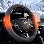 Wireless Heated Steering Wheel Cover, Rechargeable Dual Battery, Suede Gray