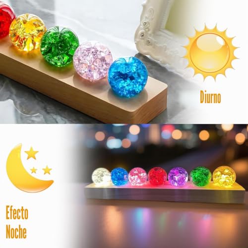 Miniatura 4 de Ruiqas 7 Colores 3d Bola De Cristal Luz Nocturna, Eis Meditación Chakra Bolas De Cristal Con Led Madera Base Para Decoración Del Hogar Sala De Estar Dormitorio Ornamentos 40mm 1.6in