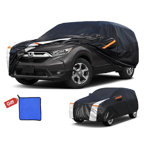 Image of Honda CRV Car Cover 100% Waterproof All Weather, Gift with Towel, 10 Layers Car Cover Custom Fit 1995-2026 Honda CR-V, Outdoor Full Exterior Cover Rain Sun UV Protection with Door Zipper.