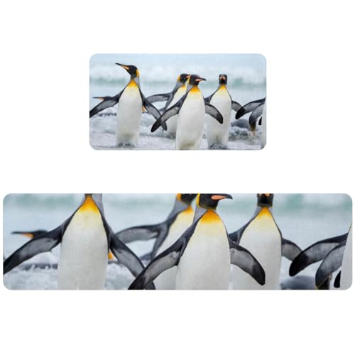 Tapete de cocina de alta absorción, juego de 2 piezas lavables con diseño de pingüino 2