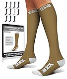 SB SOX Compression Socks (20-30mmHg) for Men & Women - Best Stockings for Running, Medical, Athletic, Edema, Diabetic, Varicose Veins, Travel, Pregnancy, Shin Splints (Nude/White, Small)