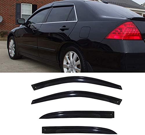 VioGi 4pcs Dark Smoke Outside Mount Style Sun Rain Guard Vent Shade Window Visors Fit 03-07 Honda Accord 4-Door Sedan