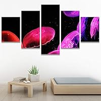 SIGNWIN 5 Panel Canvas Wall Art Modern Art Dramatic Fish Jellyfish Marine Life Multicolor Nautical Photography for Home Decorations Ready to Hang - 60