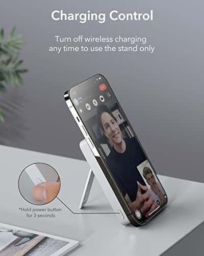 Esr Halolock Mini Kickstand Wireless Power Bank, Magsafe Battery Pack With Usb-C Cable, 5,000Mah Capacity, Compatible With Iphone 14/14 Plus/14 Pro/14 Pro Max And Iphone 13/12 Series, White #TOP5