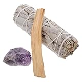 DECHOUS Salbei Räucherstäbchen Satz aus Natürlichem Holz mit Amethyst 10cm für Yoga und Meditation im Innenbereich Reinigend und Entspannend