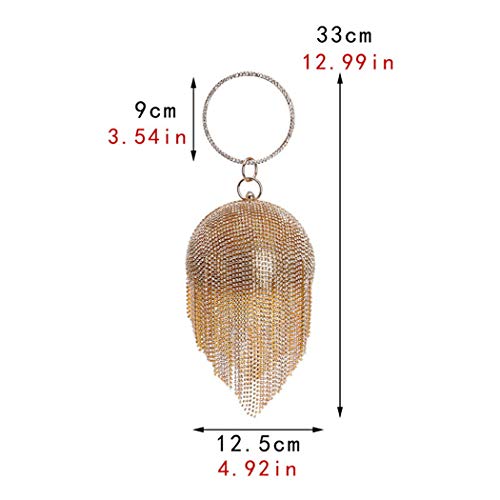 Umren Women Round Ball Crystal Evening Clutch Purse Tassel Wedding Party Hand Bags Silver #TOP5