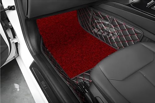 Image of 7D Premium Imported Car Foot Mat for Audi A3 Auto (2016-2026)|Luxurious & Elegant Look | 100% Waterproof and Dust Proof | Custom Fitted Car Floor Mat-Black with Red Grass