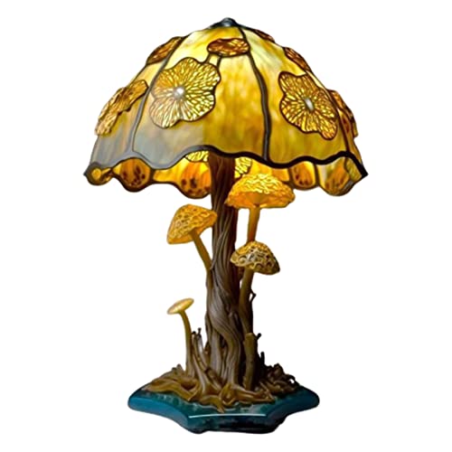 Philisenmall Tiffanystyle Table Lamp,Handmade Stained Glass Plant Series Table Lamp,2023 New Vintage Mushroom Night Light For Desktop Bedroom Decor #TOP20