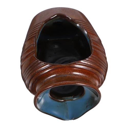 OHPHCALL Innovative Waterfall Jar Pot Outdoor Fountain Ornament Ceramic Jar for Pond Fish Tank and Garden