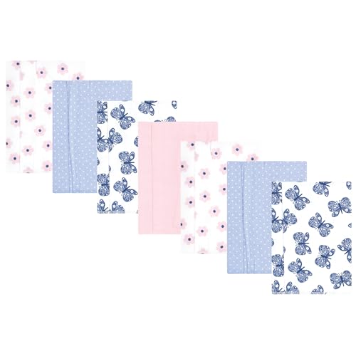Image of Hudson Baby Unisex Baby Cotton Flannel Burp Cloths 7-Pack, Beautiful Butterfly, One Size