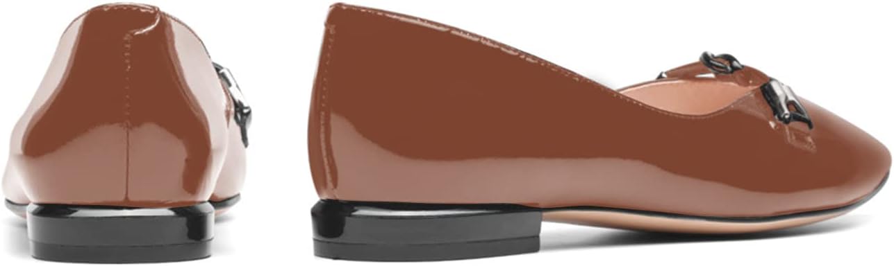 sarawill Women's Pointy Toe Slip On Ballet Flats Comfortable Cute Strap Dressy Flat Shoes Patent Leather Office Work Loafers for Women