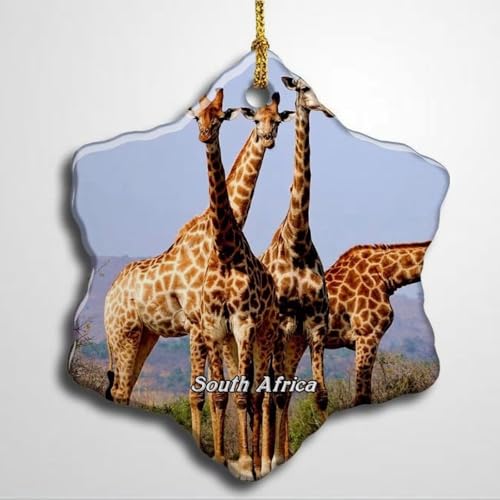 South Africa Giraffe Christmas Ceramic Ornament Xmas Tree Decor Souvenirs Double Sided Snowflake Porcelain Home Gifts