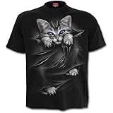 Das schwarze T-Shirt mit Frontdruck besteht aus 100 % hochwertiger Baumwolle, Jersey mit hautfreundlichen, azo-freien Reaktivfarbstoffen