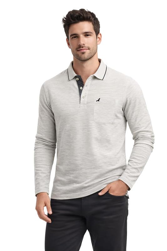 Image of AMERICAN CREW Full Sleeves Polo Collar T-Shirt with Pocket for Men