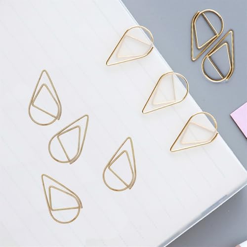 Gold Paper Clips, 200 Pcs Small Paperclips Gold Cute Drop Shaped Paper Clips Teardrop Golden Small Water Drop Paperclips for Books image 4